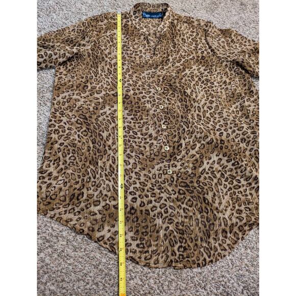 Susan Graver Style Women's Blouse Animal Print Size L 3/4 Sleeve Sheer. - Picture 4 of 6